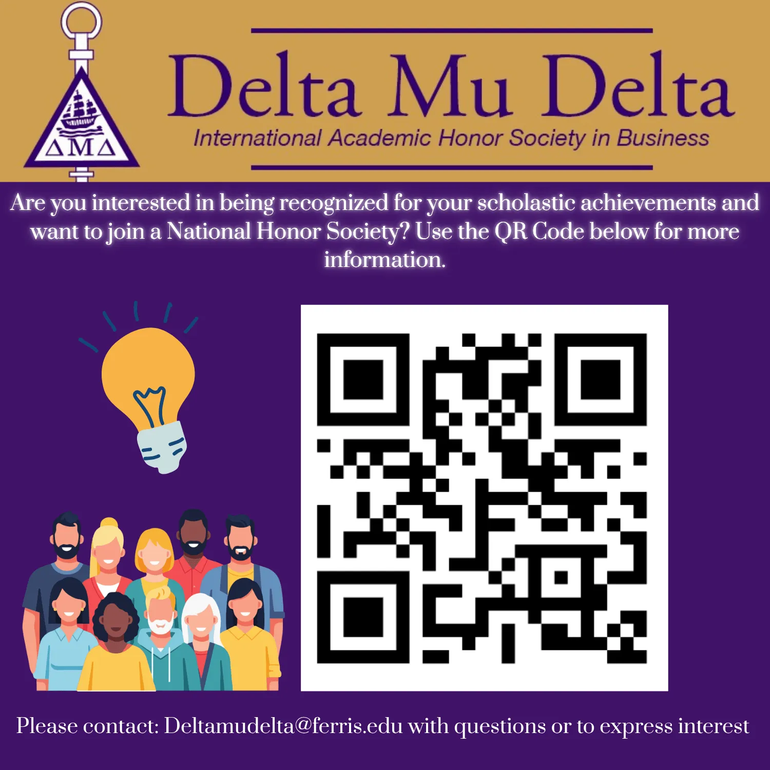 Delta Mu Delta Instagram graphic and newspaper advertisement